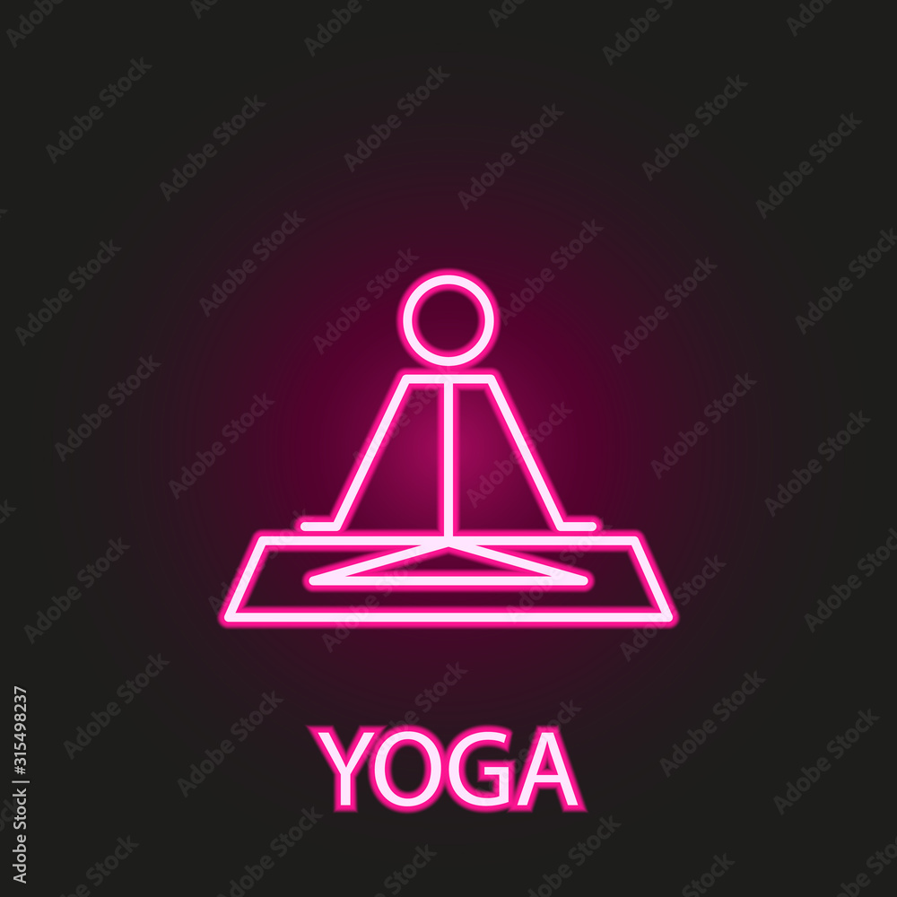 Poster relaxation in yoga neon style icon. simple thin line, outline vector of relaxation icons for ui and 