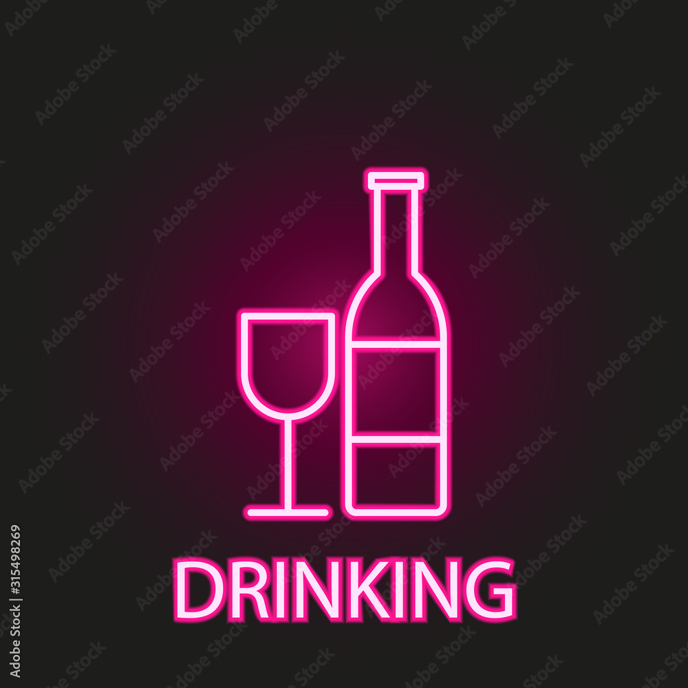 Poster relaxation in drinking neon style icon. simple thin line, outline vector of relaxation icons for ui 