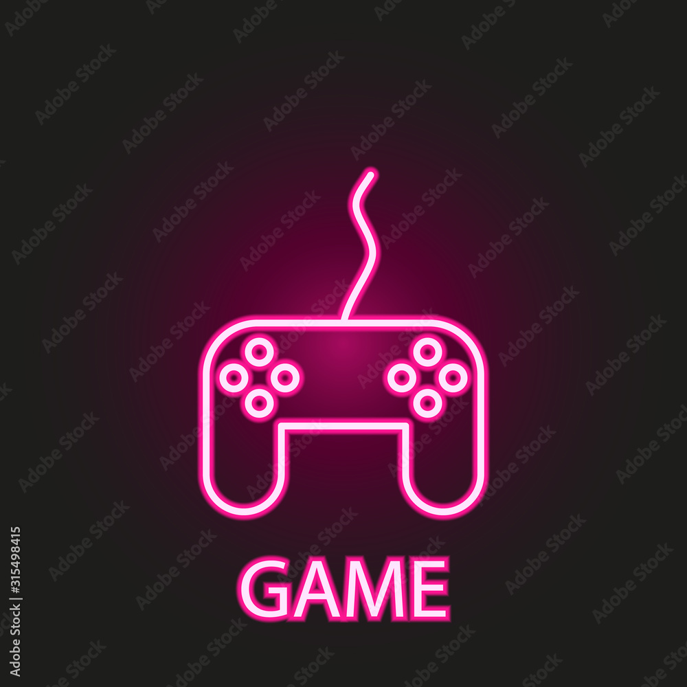 Poster relaxation in game neon style icon. simple thin line, outline vector of relaxation icons for ui and 