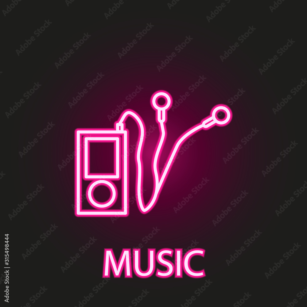 Poster relaxation in music neon style icon. simple thin line, outline vector of relaxation icons for ui and