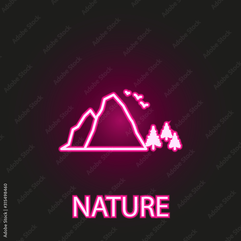 Poster relaxation in nature neon style icon. simple thin line, outline vector of relaxation icons for ui an