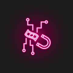 Earning money robot neon style icon. Simple thin line, outline vector of robo icons for ui and ux, website or mobile application