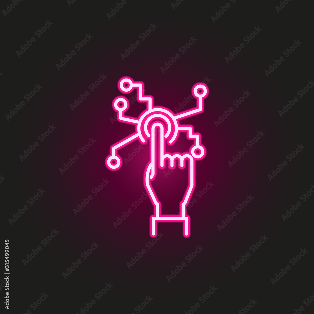 Aufkleber human hand touch technologies neon style icon. simple thin line, outline vector of robo icons for ui