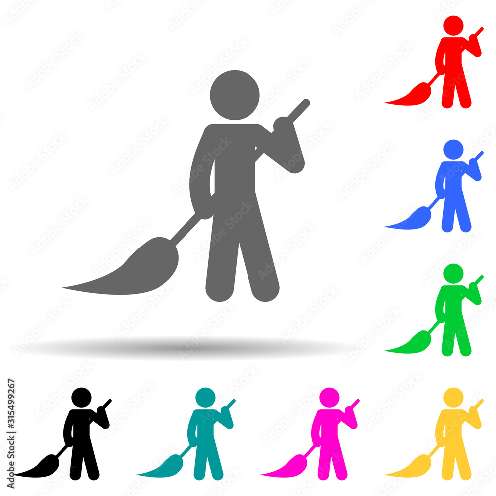 Poster child, cleaning multi color style icon. simple glyph, flat vector of self independet child icons for