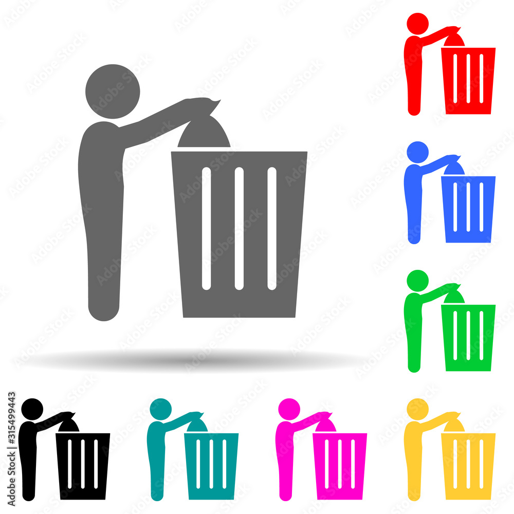 Poster child, trash multi color style icon. simple glyph, flat vector of self independet child icons for ui