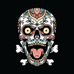 Skull Mexican Ornament Graphic Illustration Vector Art T-shirt Design