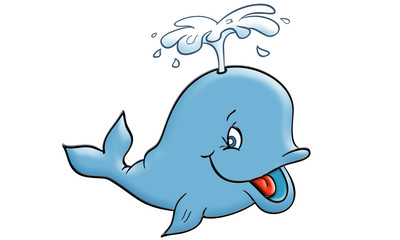 Wal, süßer Baby Wal mit Fontäne © design_things