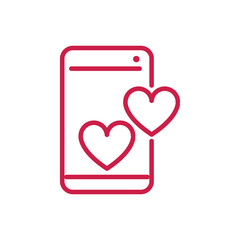 happy valentines day smartphone hearts love app red line design