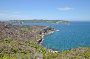 View on the North and South Heads of Sydney Harbor. One of the most beautiful walks in Sydney Spit bridge to Manly beach coastal walk, Sydney, Australia