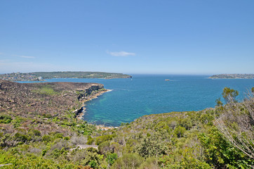 View on the North and South Heads of Sydney Harbor. One of the most beautiful walks in Sydney Spit bridge to Manly beach coastal walk, Sydney, Australia