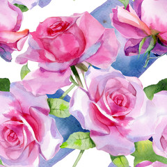 Watercolor pink rose Seamless pattern Spring print