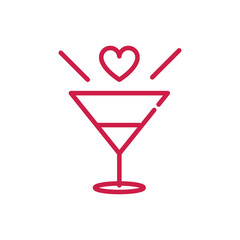 happy valentines day heart romantic drink cup red line design