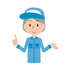 作業員　作業者　説明　教える　高齢女性　