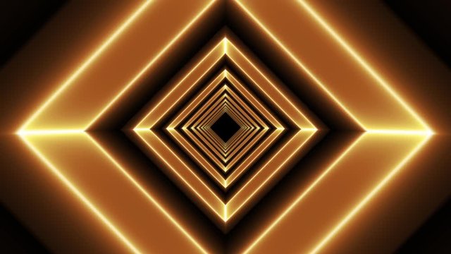 An op art 3d rendering of multicolored rainbow looking backdrop with six rectangles in each other. The color is changing quickly from salad to red. The moving tunnel effect is made.