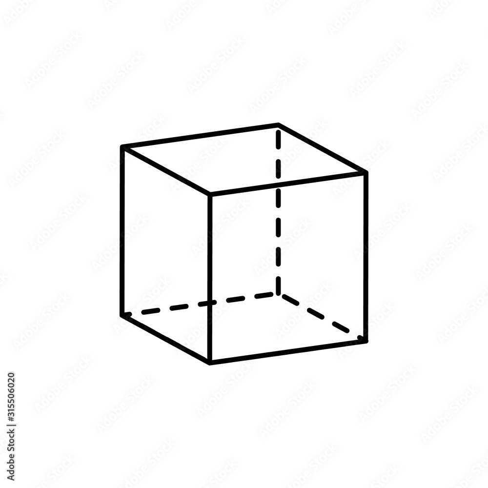Poster geometric shapes, cube icon. simple line, outline vector 3d figures icons for ui and ux, website or 
