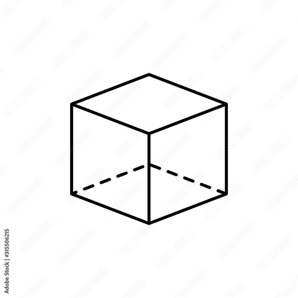 Poster geometric shapes, cube icon. simple line, outline vector 3d figures icons for ui and ux, website or 