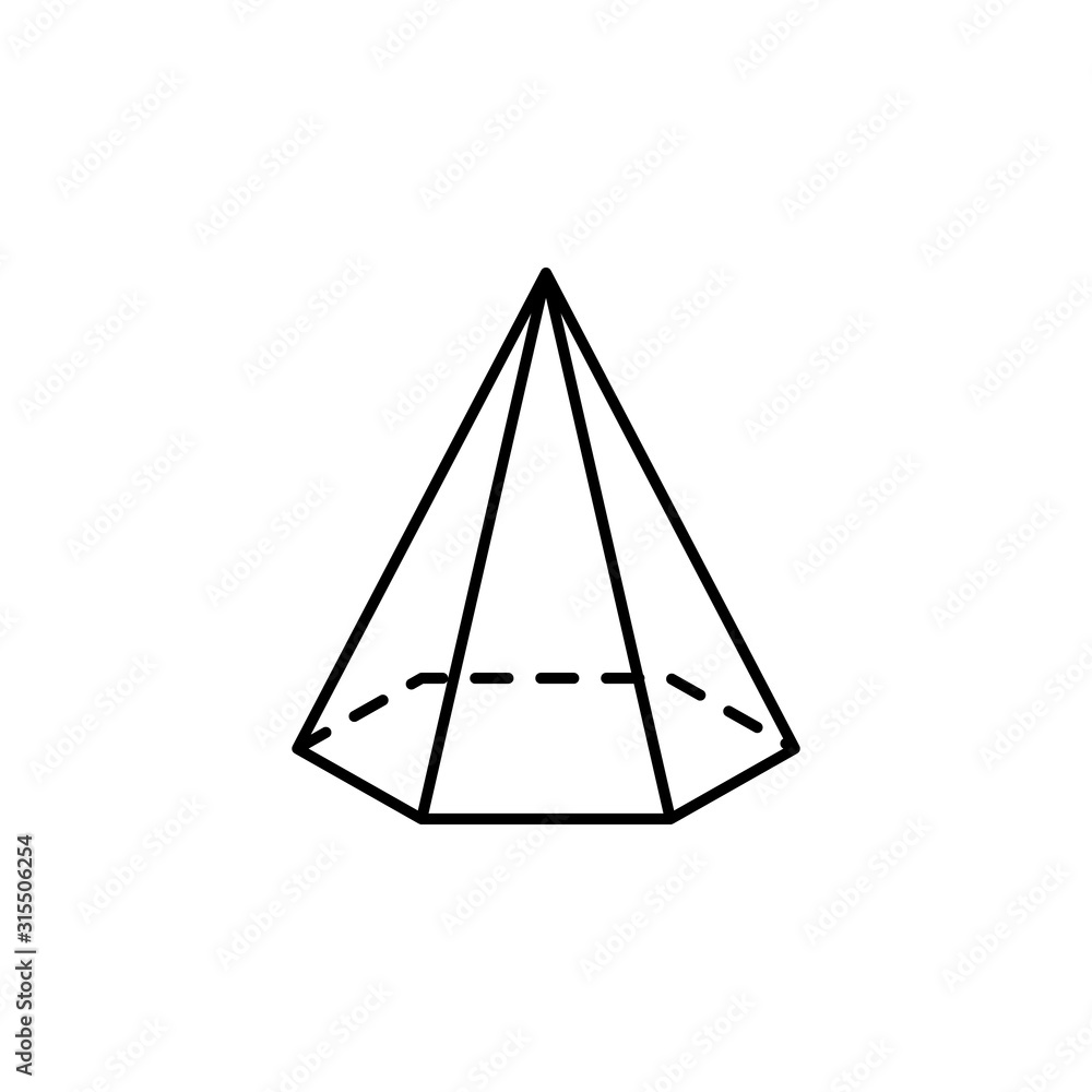 Poster geometric shapes, hexagonal pyramid icon. simple line, outline vector 3d figures icons for ui and ux