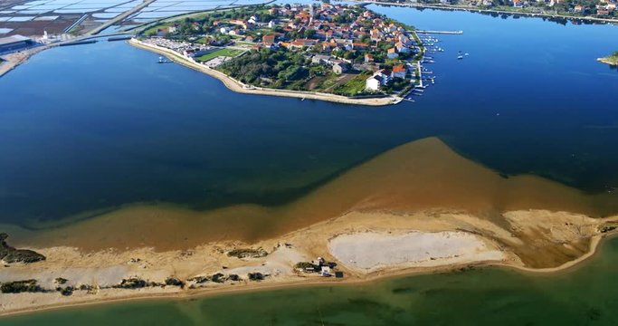 Aerial photo of historic centre of Nin, Croatia