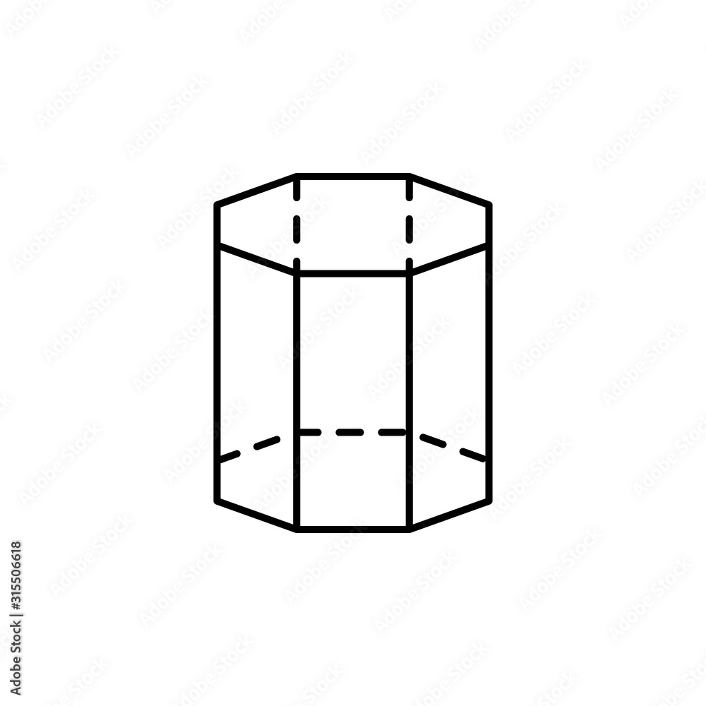 Poster geometric shapes, octagonal prism icon. simple line, outline vector 3d figures icons for ui and ux, 