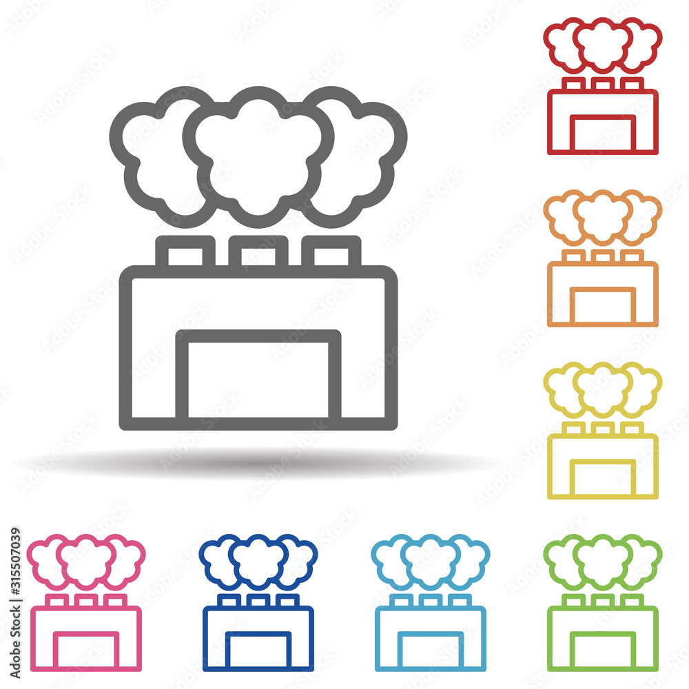 Aufkleber factory line vector in multi color style icon. simple thin line, outline vector of pollution icons f