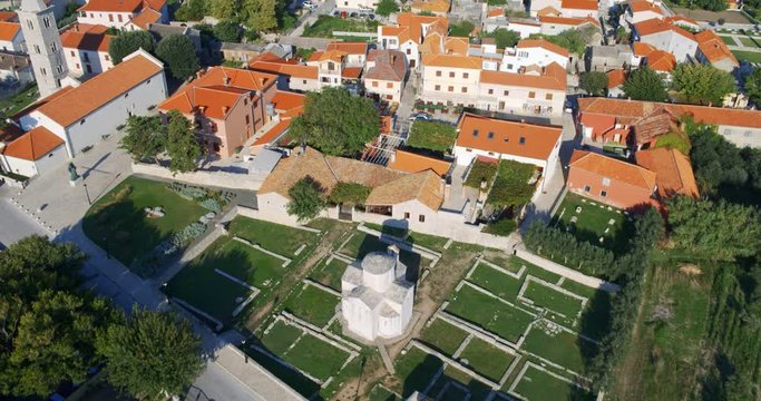 Aerial photo of historic centre of Nin, Croatia