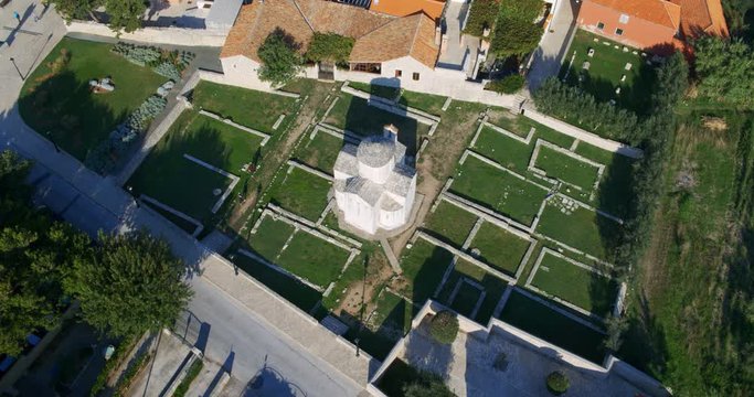 Aerial photo of historic centre of Nin, Croatia