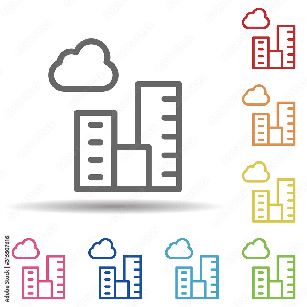 Aufkleber city, pollution line vector in multi color style icon. simple thin line, outline vector of pollution