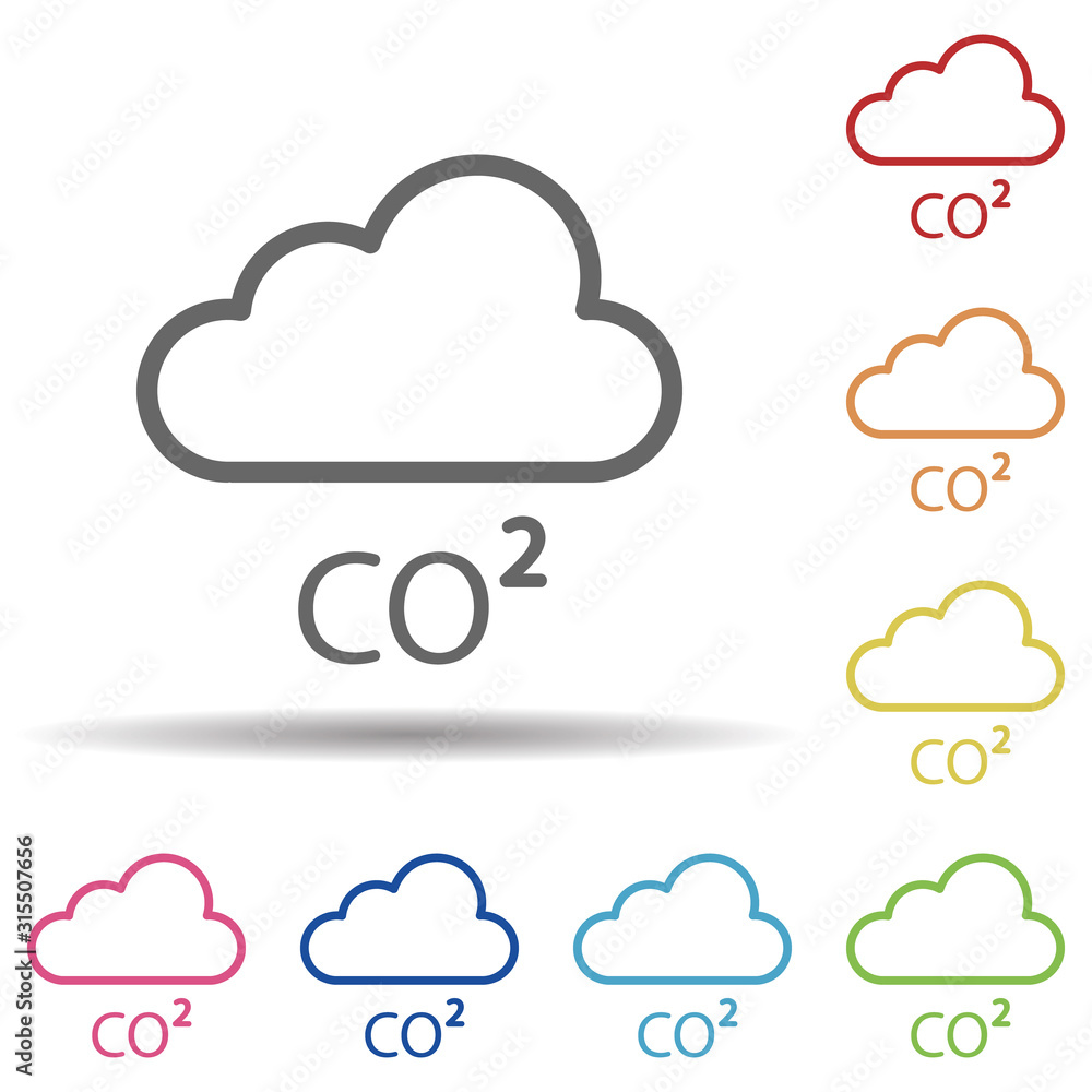 Aufkleber co2, cloud line vector in multi color style icon. simple thin line, outline vector of pollution icon