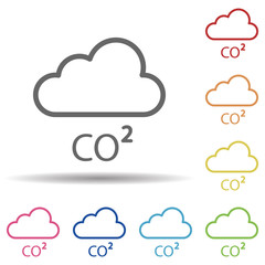 Co2, cloud line vector in multi color style icon. Simple thin line, outline vector of pollution icons for ui and ux, website or mobile application