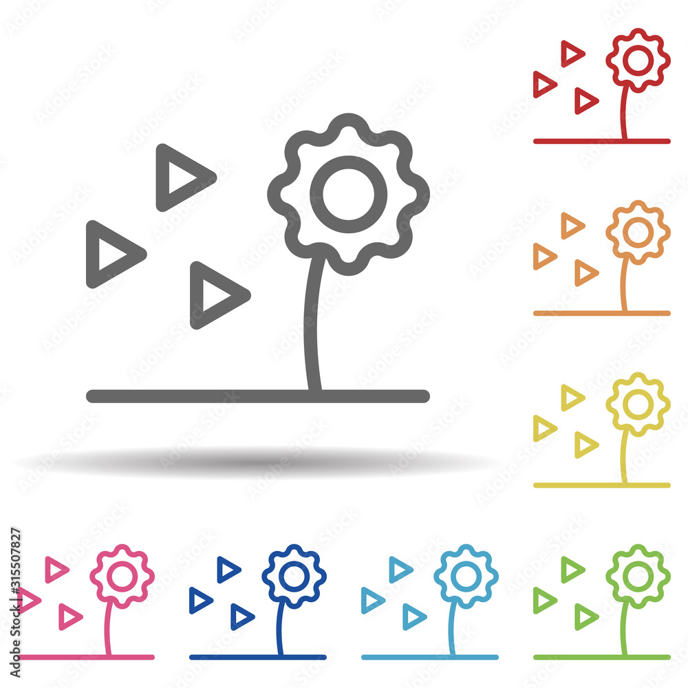Aufkleber flower line vector in multi color style icon. simple thin line, outline vector of pollution icons fo