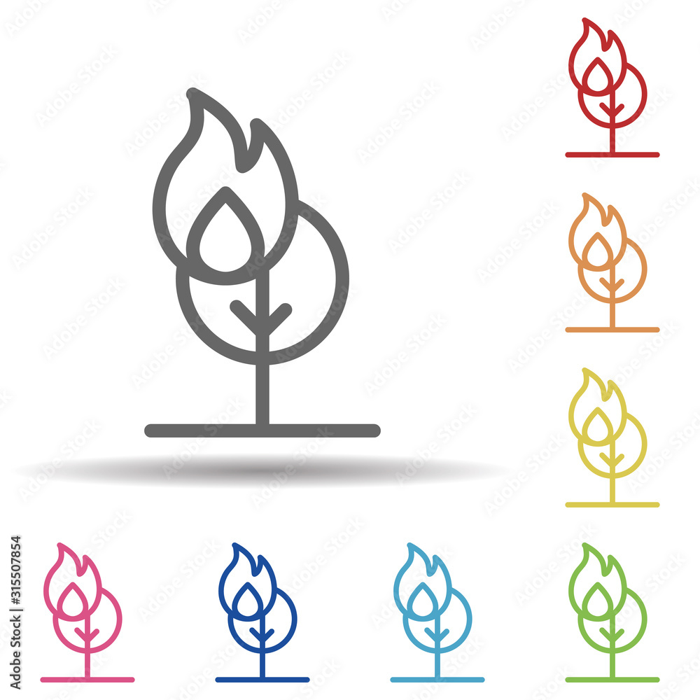 Aufkleber forest, tree, fire line vector in multi color style icon. simple thin line, outline vector of pollut