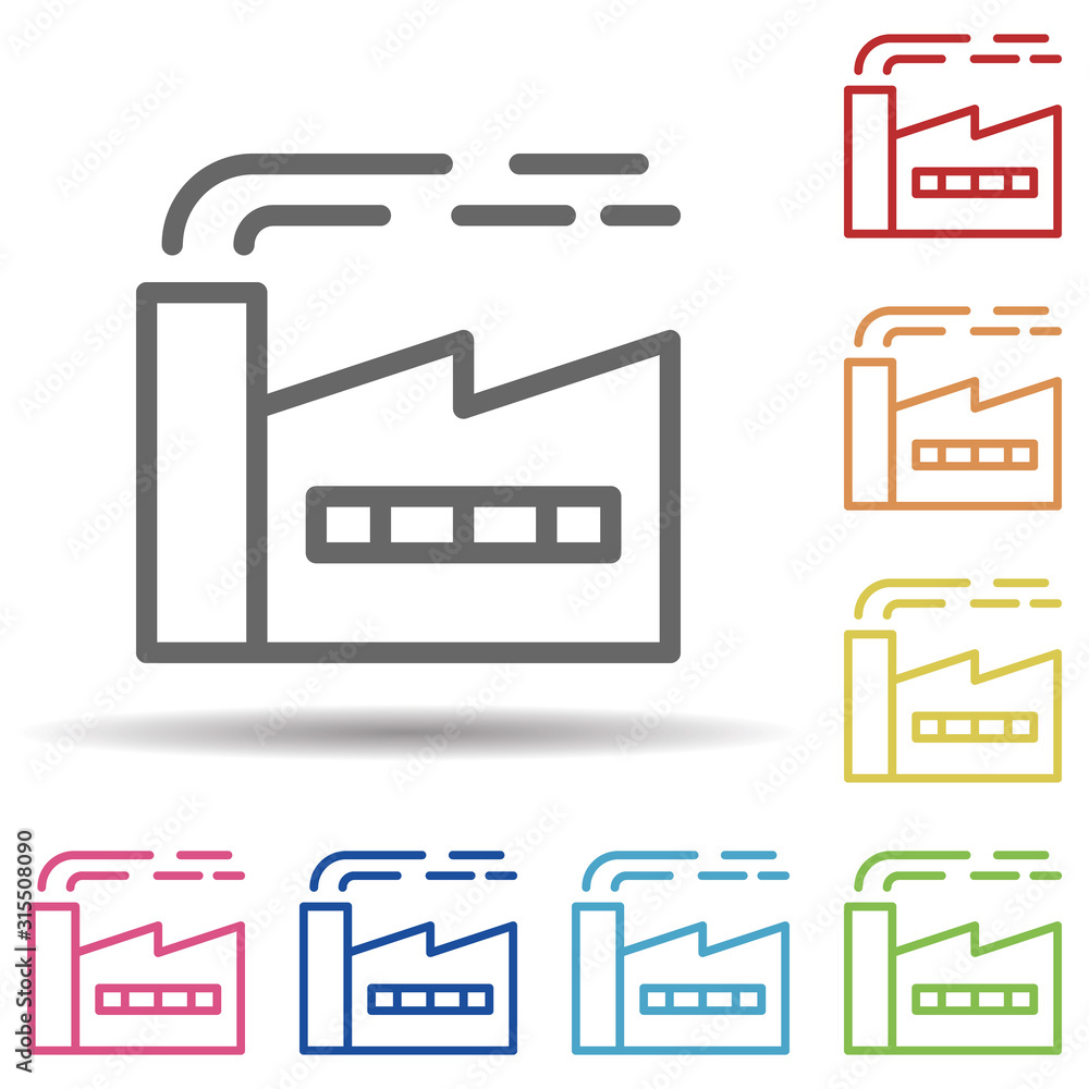 Poster plant, factory line vector in multi color style icon. simple thin line, outline vector of pollution 