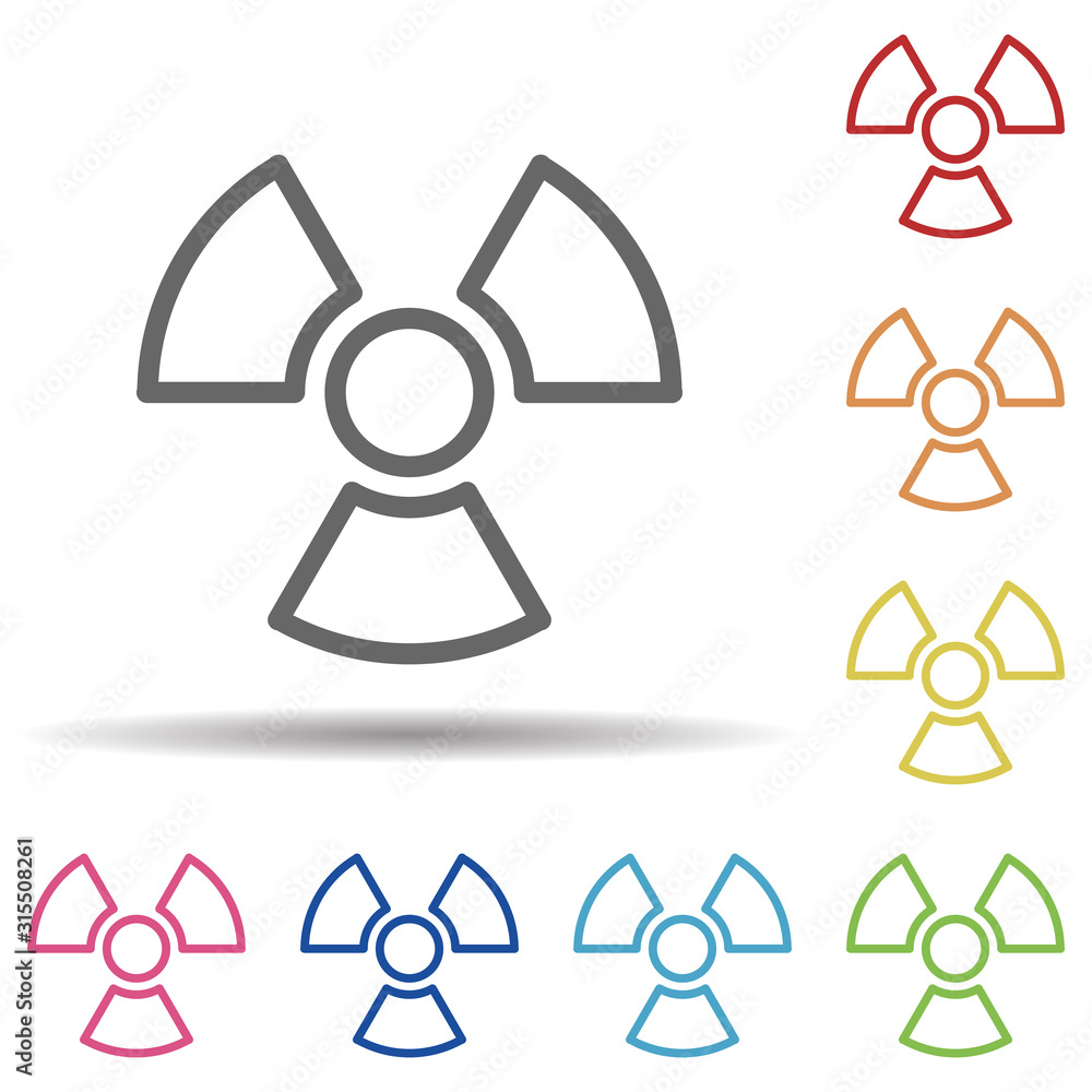 Aufkleber radiation line vector in multi color style icon. simple thin line, outline vector of pollution icons