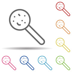 Virus, magnifier line vector in multi color style icon. Simple thin line, outline vector of pollution icons for ui and ux, website or mobile application
