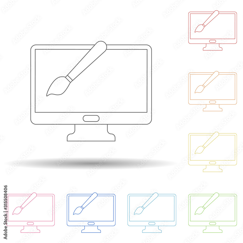 Poster electronic drawing in multi color style icon. simple thin line, outline vector of programming icons 