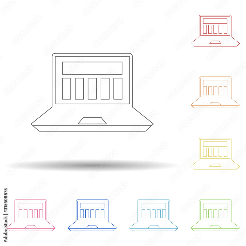 Aufkleber report on laptop in multi color style icon. simple thin line, outline vector of programming icons fo