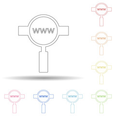 Search on the internet in multi color style icon. Simple thin line, outline vector of programming icons for ui and ux, website or mobile application