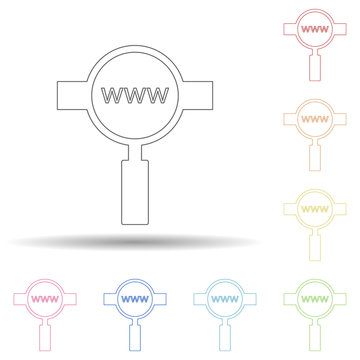 Search on the internet in multi color style icon. Simple thin line, outline vector of programming icons for ui and ux, website or mobile application