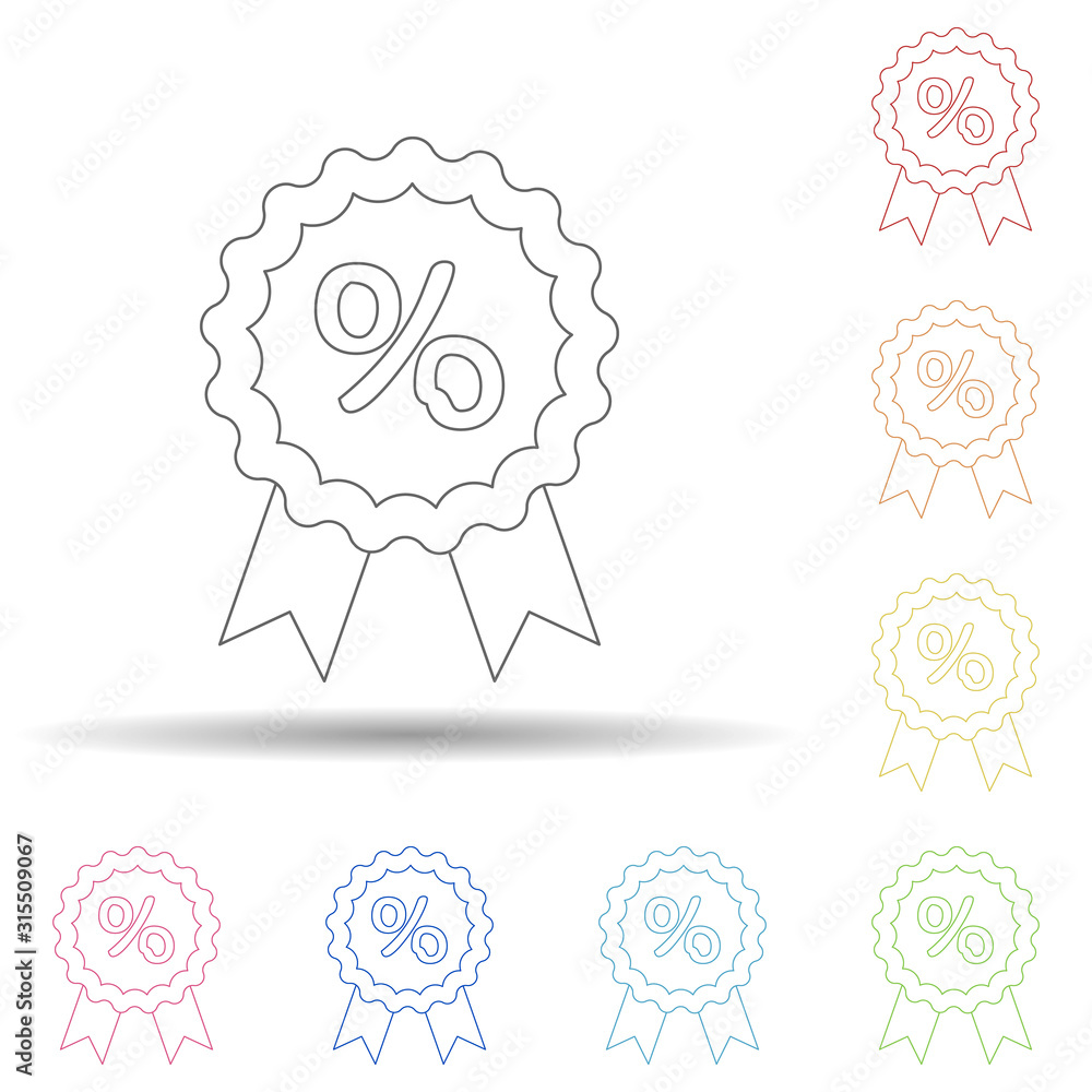 Poster discount sign in multi color style icon. simple thin line, outline vector of programming icons for u