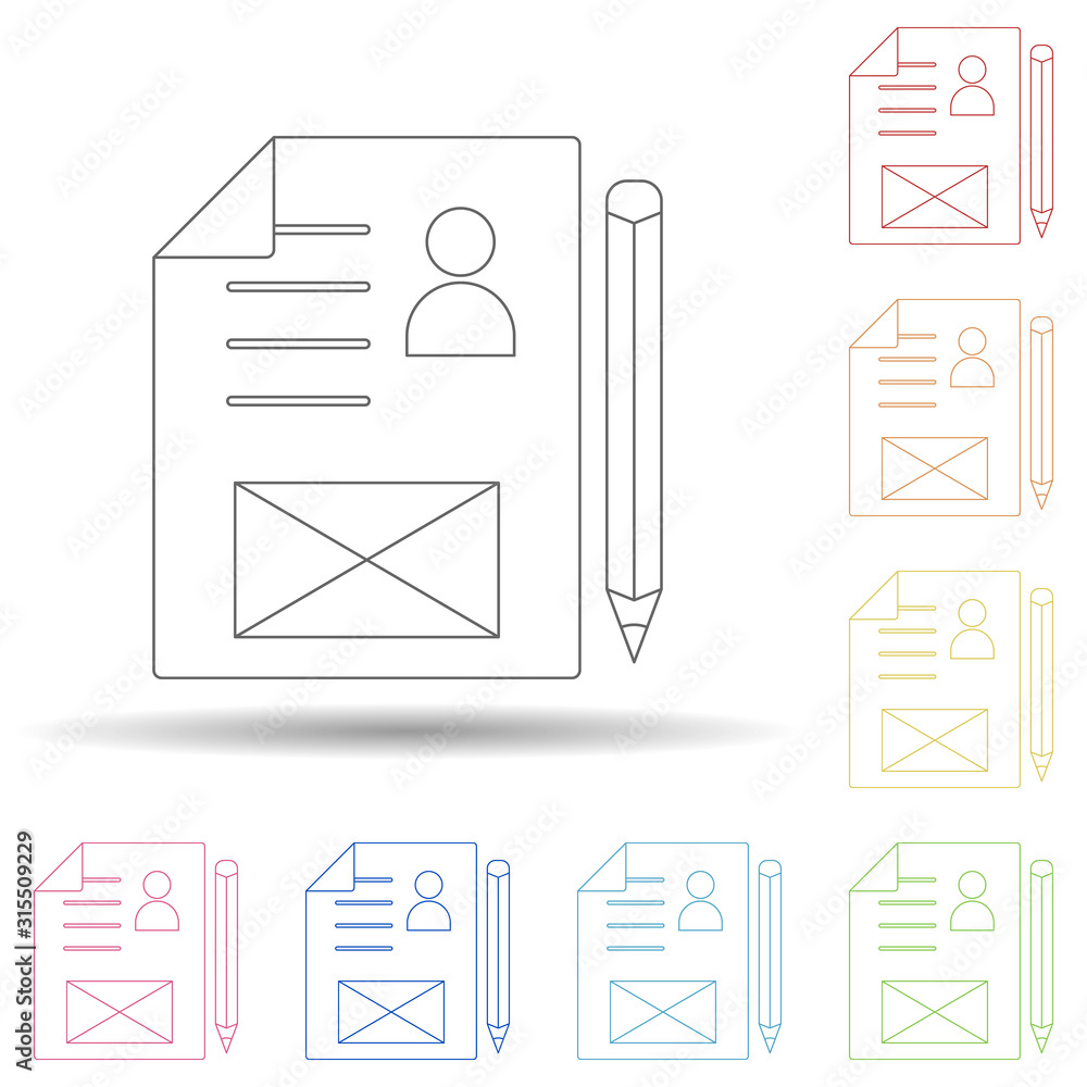 Aufkleber letter to the addressee in multi color style icon. simple thin line, outline vector of programming i