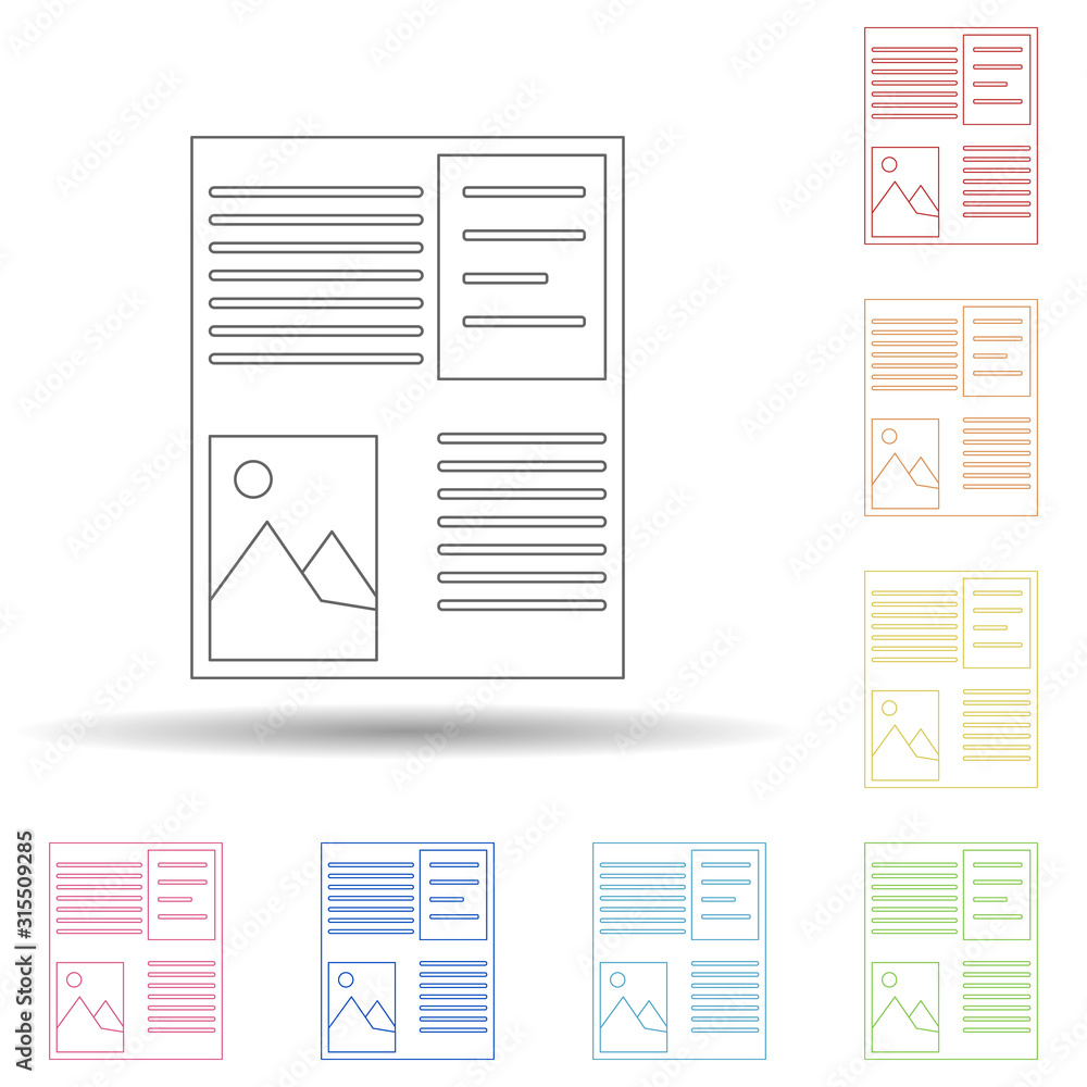 Poster online tourism in multi color style icon. simple thin line, outline vector of programming icons for 