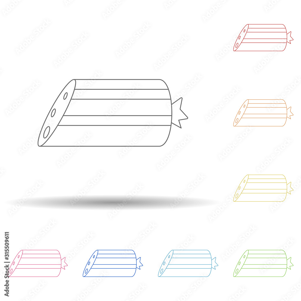 Poster piece of sausage in multi color style icon. simple thin line, outline vector of resturant icons for 
