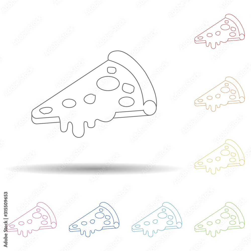 Aufkleber pizza in multi color style icon. simple thin line, outline vector of resturant icons for ui and ux, 