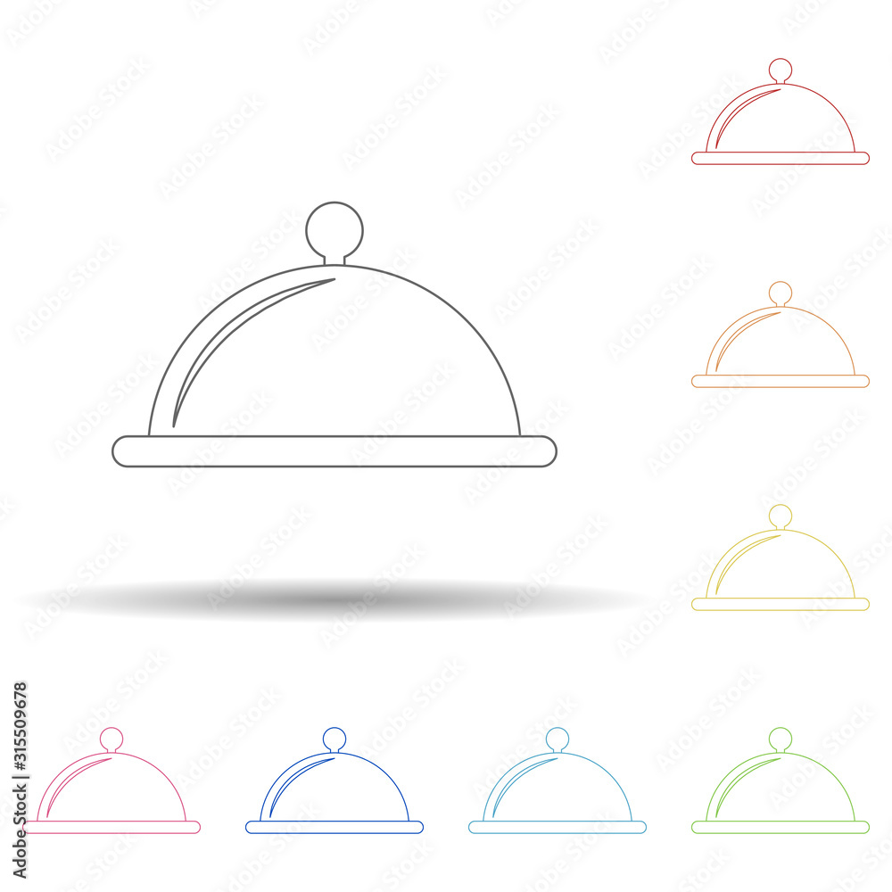 Poster restaurant tray in multi color style icon. simple thin line, outline vector of resturant icons for u