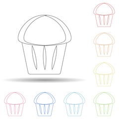 Cup cake in multi color style icon. Simple thin line, outline vector of resturant icons for ui and ux, website or mobile application
