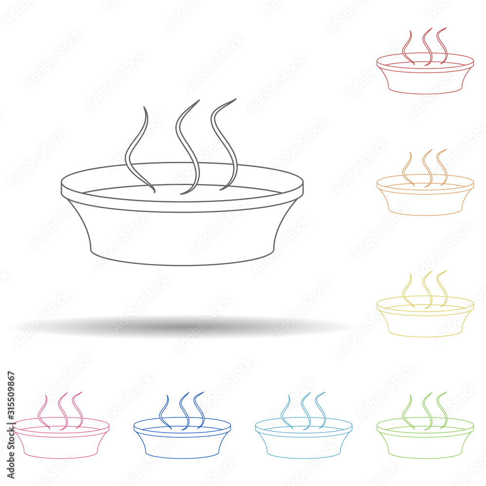 Poster hot soup in multi color style icon. simple thin line, outline vector of resturant icons for ui and u