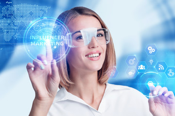 Business, Technology, Internet and network concept. Influencer marketing plan. Social Media strategy concept.