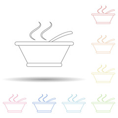Bowl of soup in multi color style icon. Simple thin line, outline vector of resturant icons for ui and ux, website or mobile application