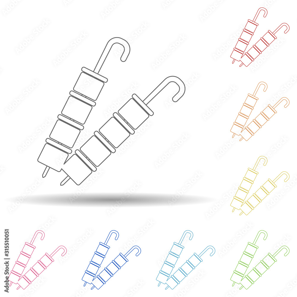 Aufkleber meat on skewers in multi color style icon. simple thin line, outline vector of resturant icons for u