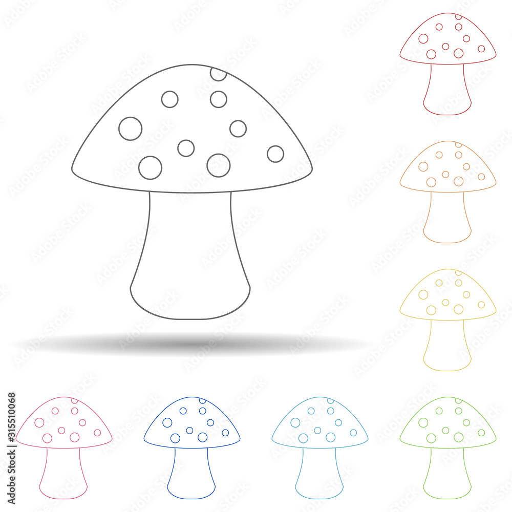 Poster mushroom in multi color style icon. simple thin line, outline vector of resturant icons for ui and u